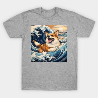 Corgi on Hokusai T-Shirt